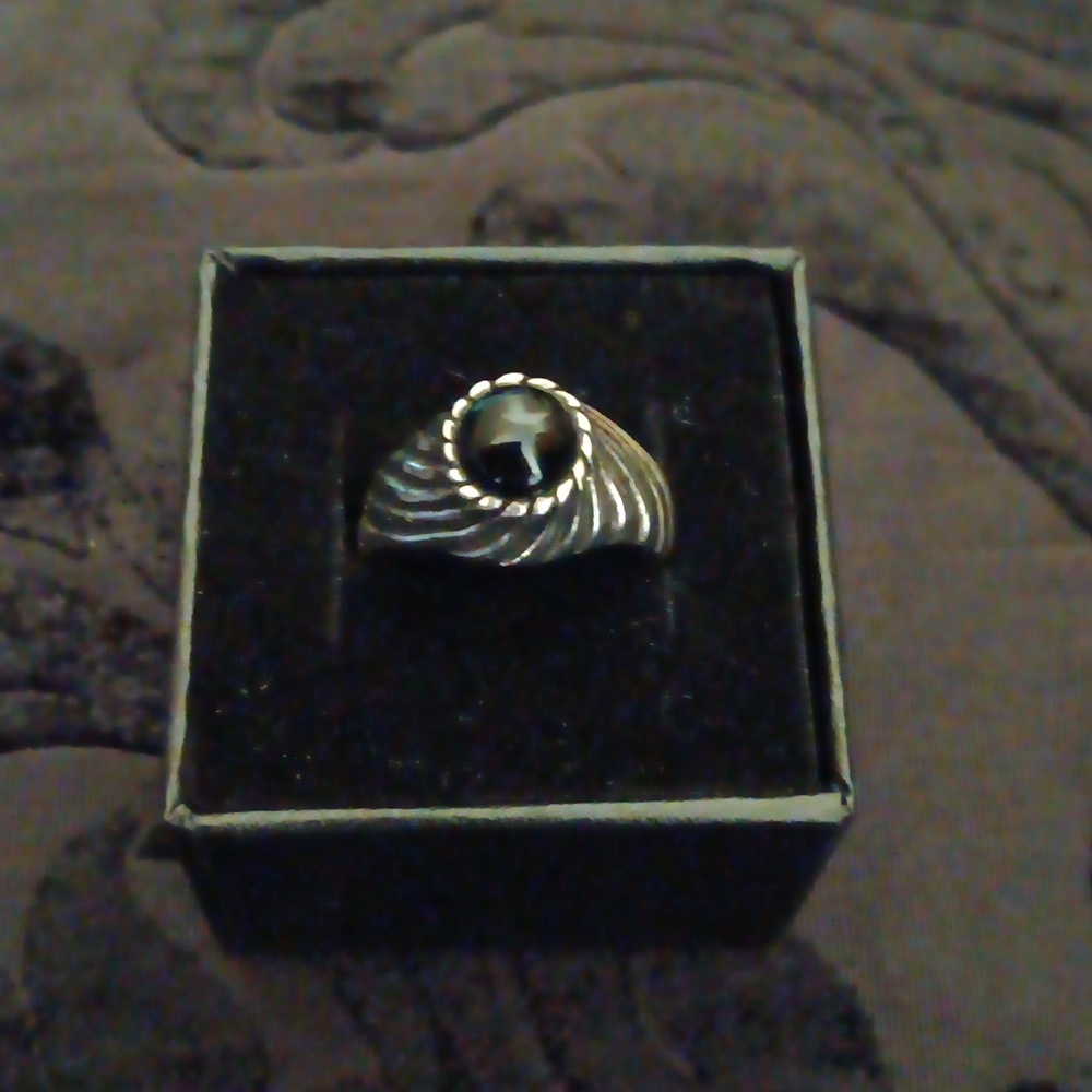 ♠️Vintage Onyx Spiral Ring Sterling Silver - Picture 6 of 6
